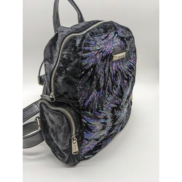 STEVE MADDEN Bfallon sequin velvet and faux-leather medium backpack - BLACK - Picture 4 of 11